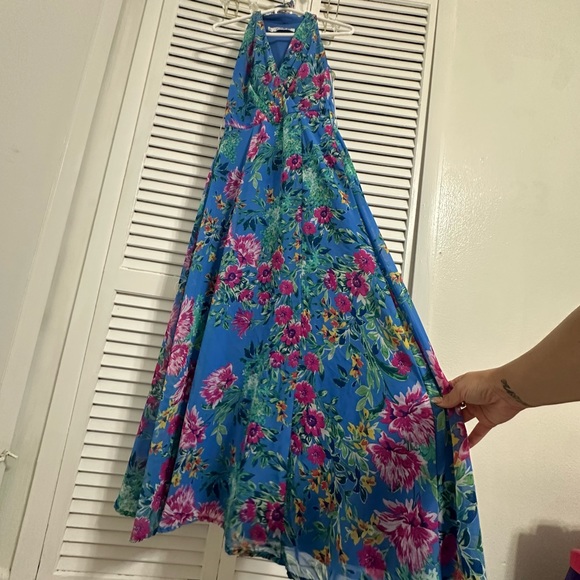 Chetta B Floral Dress,Color Blue,Size S,Made in Vietnam - Picture 4 of 8